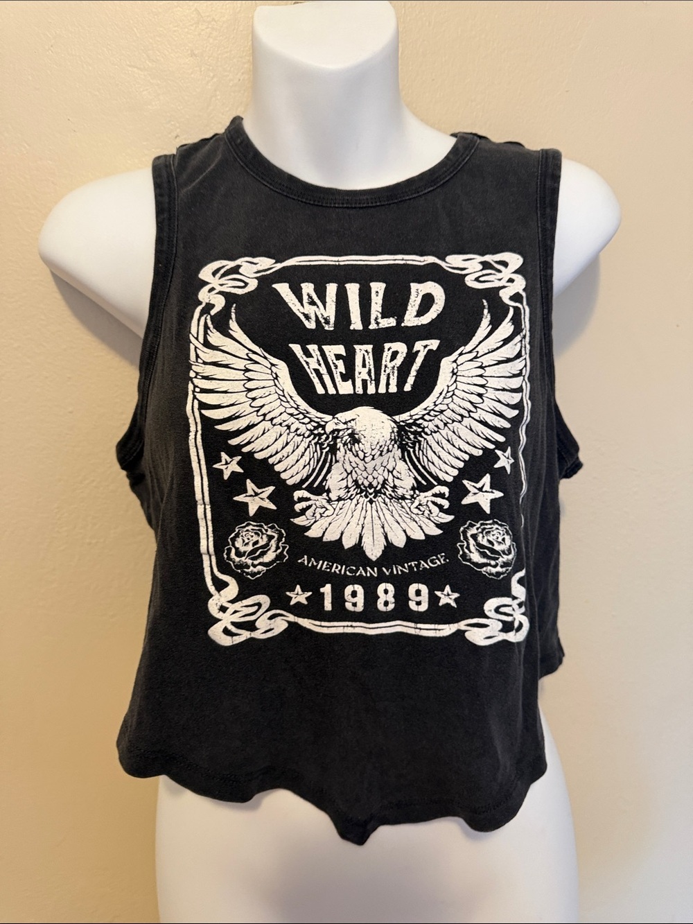 Ultra Flirt Black Graphic 'Wild Heart' Cropped Tank